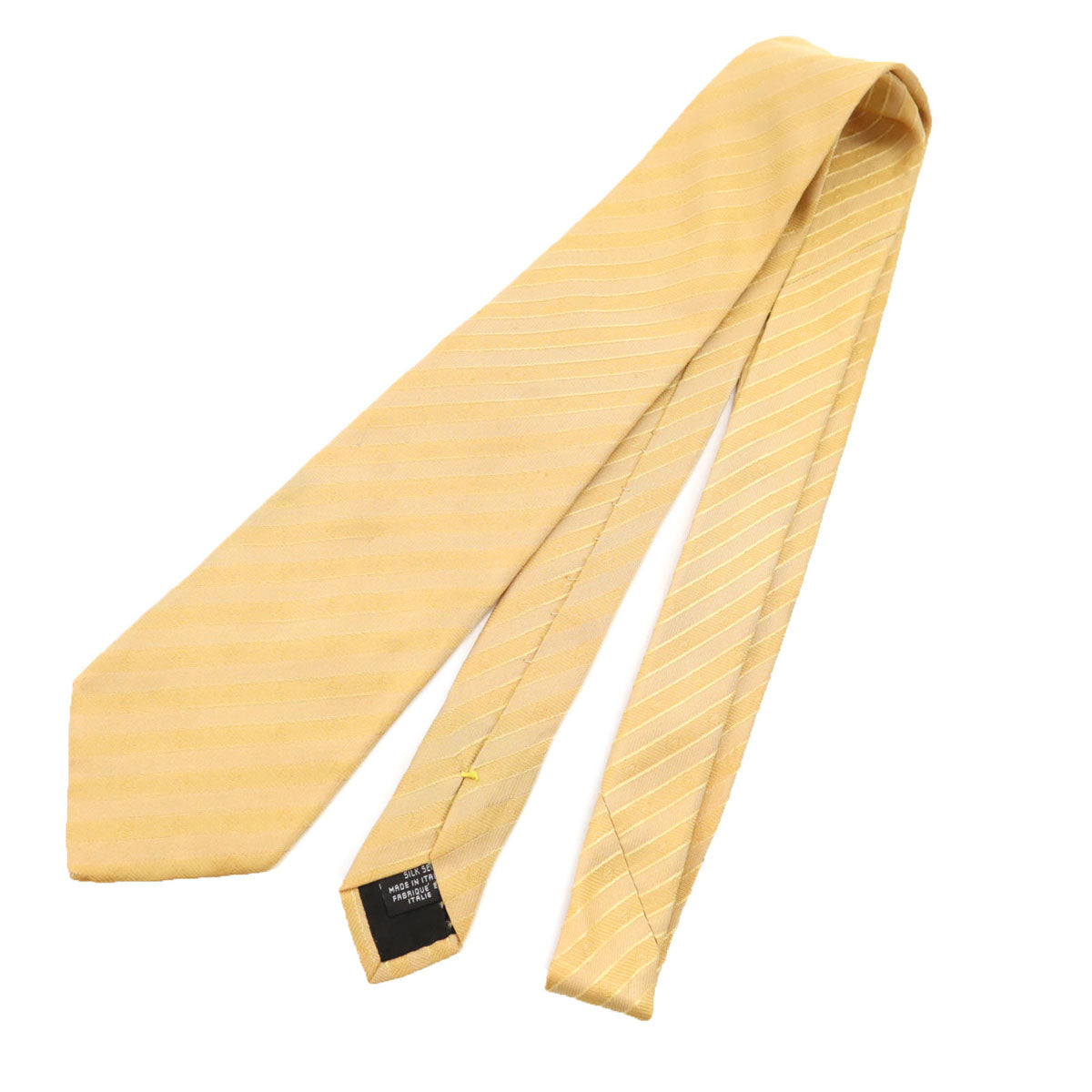 FENDI フェンディ イタリア製 シルク 斜ストライプ柄 ネクタイ イエロー系 メンズ