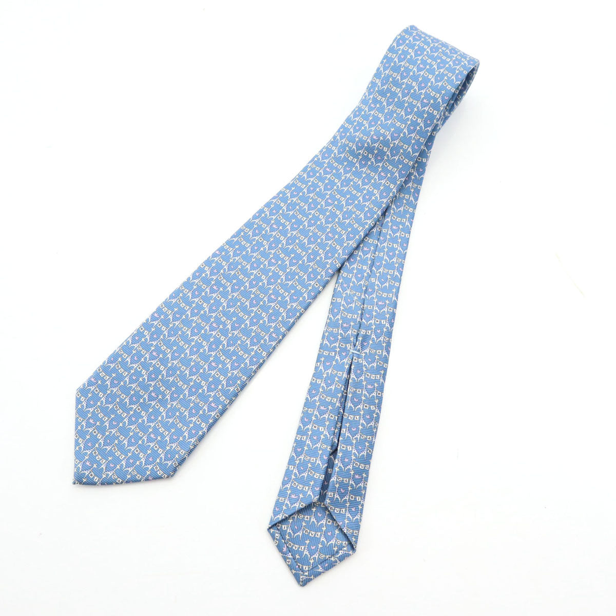 BVLGARI ブルガリ イタリア製 シルク キリン柄 ネクタイ ブルー メンズ