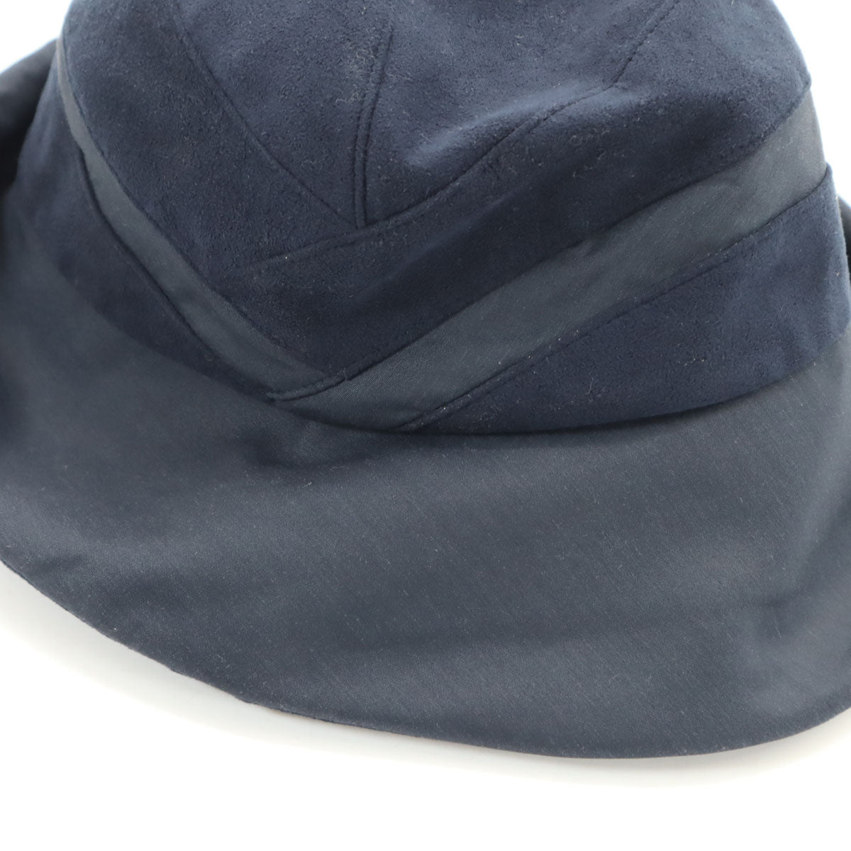 LANVIN COLLECTION ランバン コレクション 日本製 フェイクスエード バケット ハット M-S ネイビー 帽子 レディース