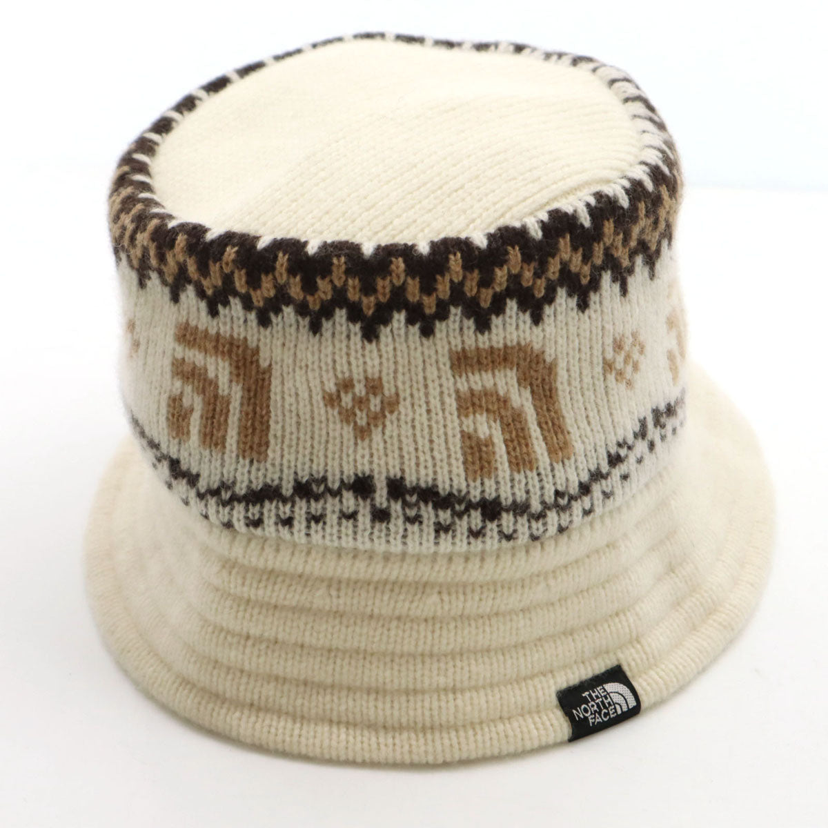 美品 THE NORTH FACE ノースフェイス ノルディック柄 ハーフドーム ハット M アイボリー NN42435 アウトドア ユニセックス メンズ