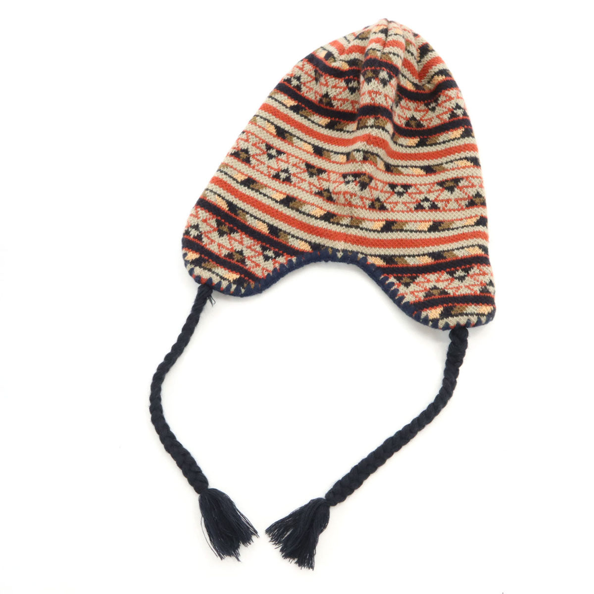 美品 THE NORTH FACE ノースフェイス 日本製 総柄 シェルパビーニー ニットキャップ FREE グレージュ NN41227 アウトドア 耳当て メンズ