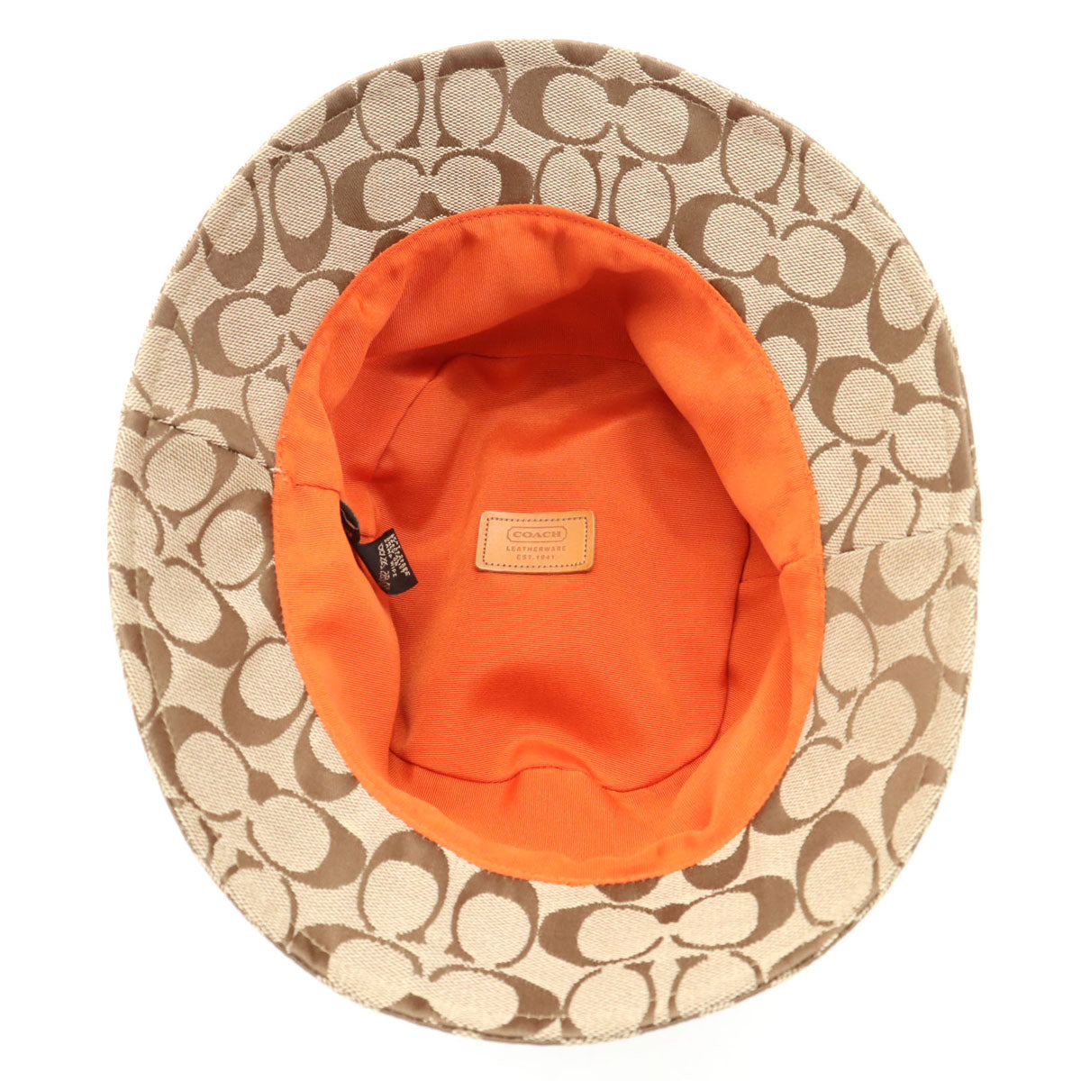 美品 COACH コーチ シグネチャー バケット ハット M/L ベージュ 帽子 メンズ