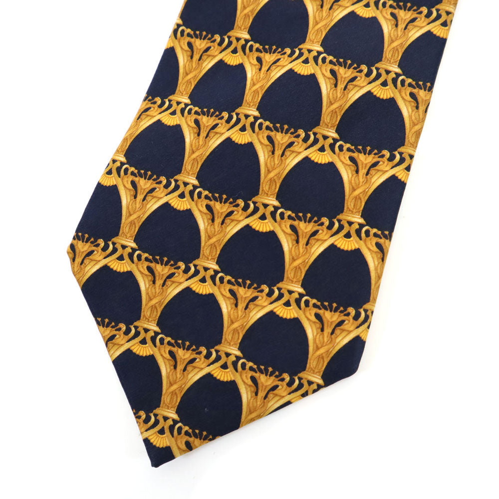 LANVIN ランバン シルク 総柄 ネクタイ  ネイビー系 メンズ