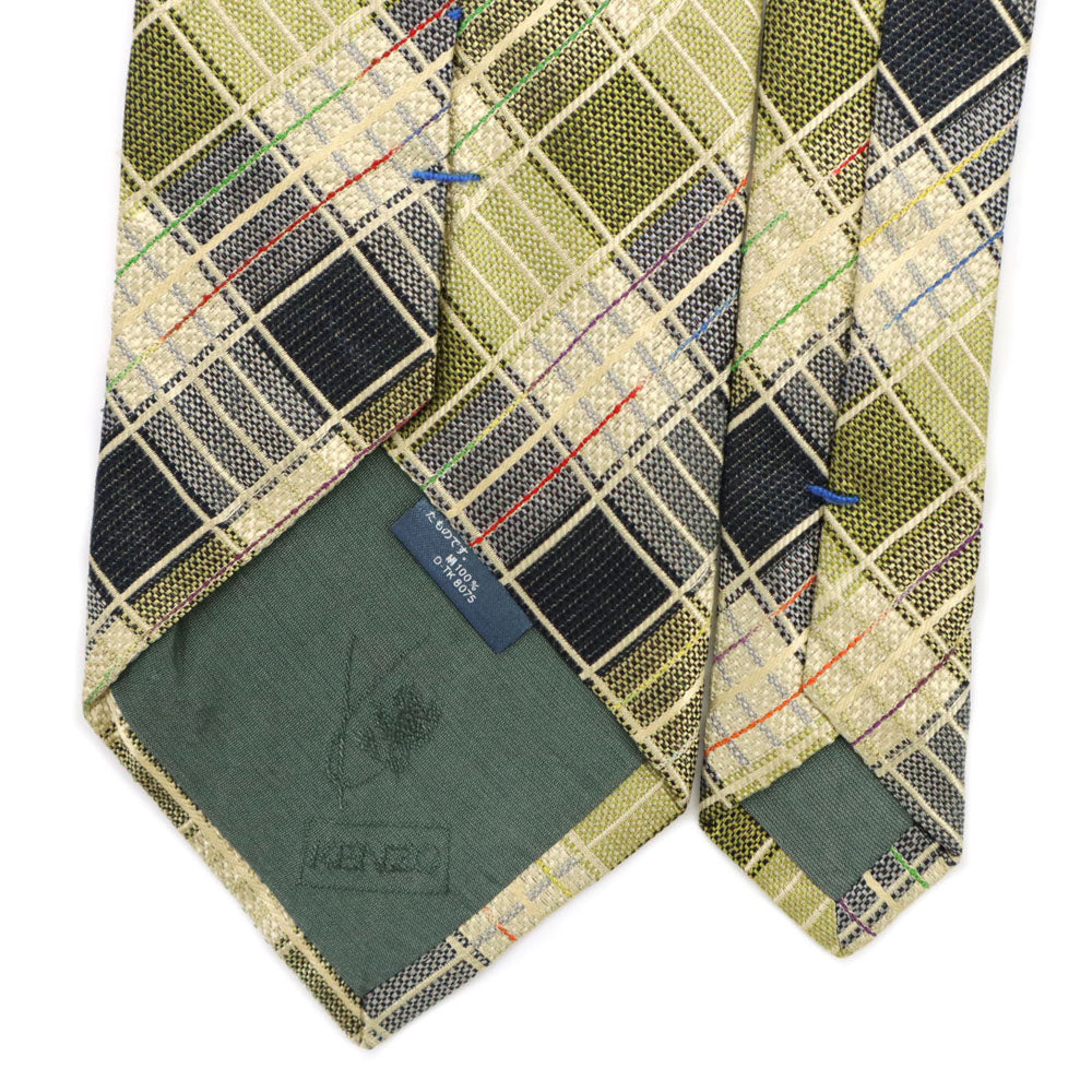 KENZO ケンゾー シルク チェック ネクタイ  グリーン系 メンズ