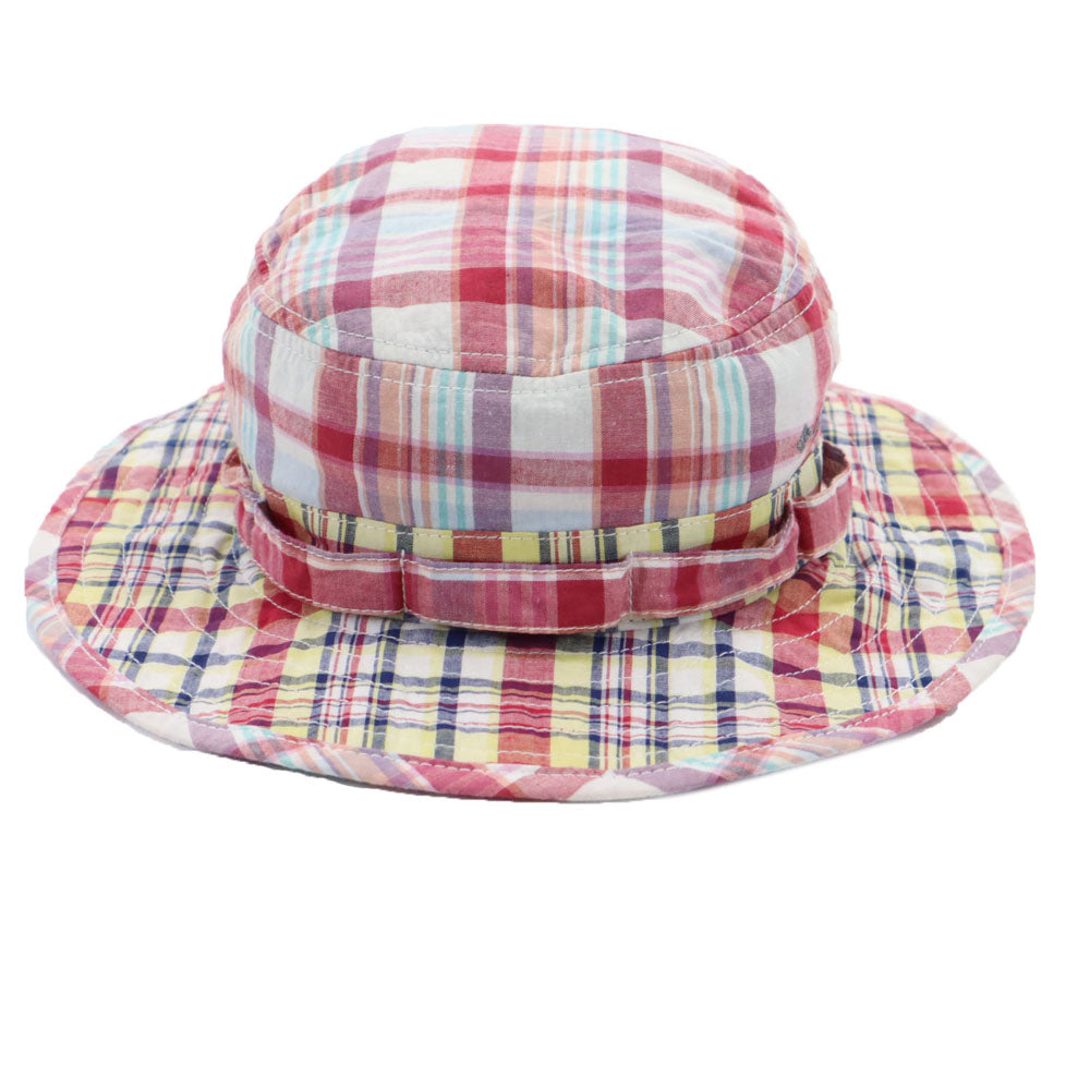 Columbia コロンビア アウトドア チェック柄 ハット S/M 赤系 メンズ