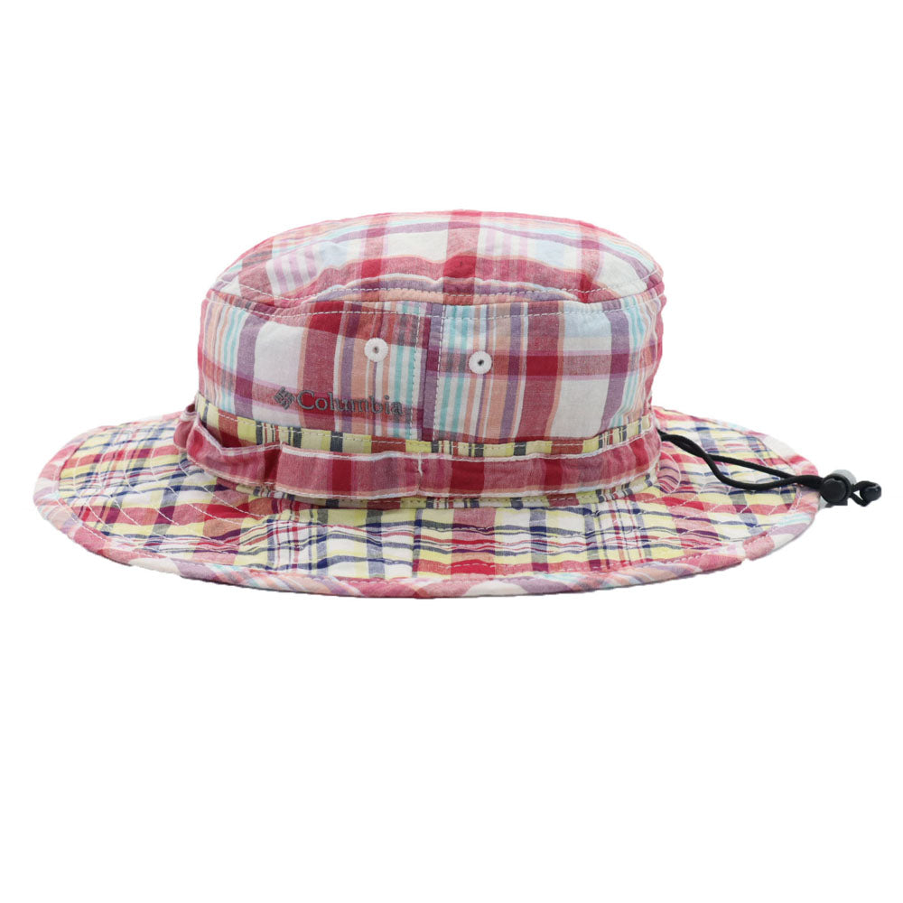 Columbia コロンビア アウトドア チェック柄 ハット S/M 赤系 メンズ