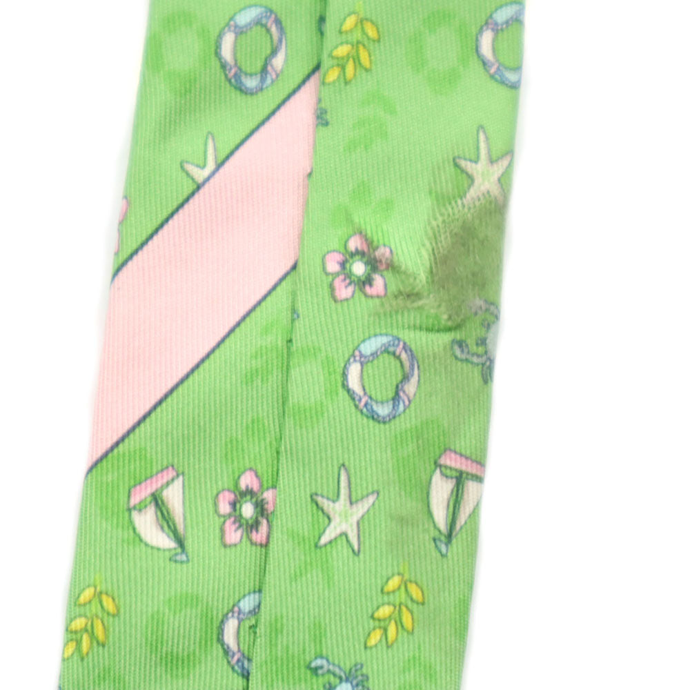 Salvatore Ferragamo サルヴァトーレフェラガモ イタリア製 シルク 総柄 ネクタイ  グリーン系 メンズ