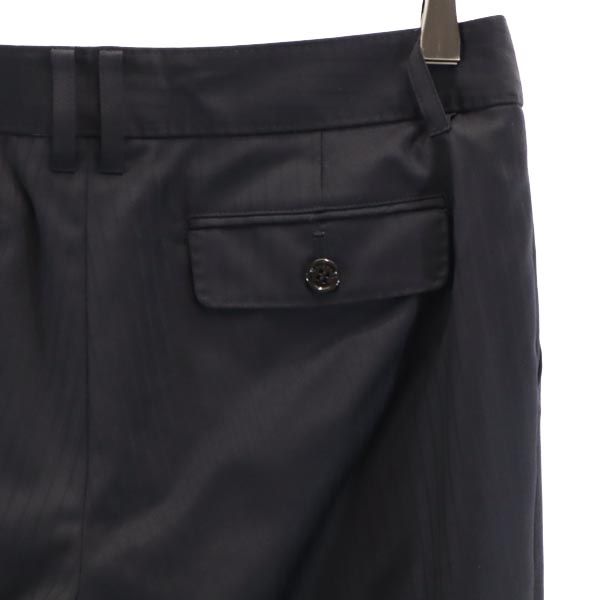 BURBERRY バーバリー 三陽商会 日本製 ウール ストライプ地 スラックスパンツ 38 ブラック系 レディース