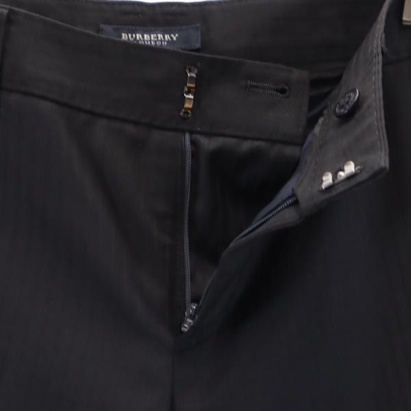 BURBERRY バーバリー 三陽商会 日本製 ウール ストライプ地 スラックスパンツ 38 ブラック系 レディース