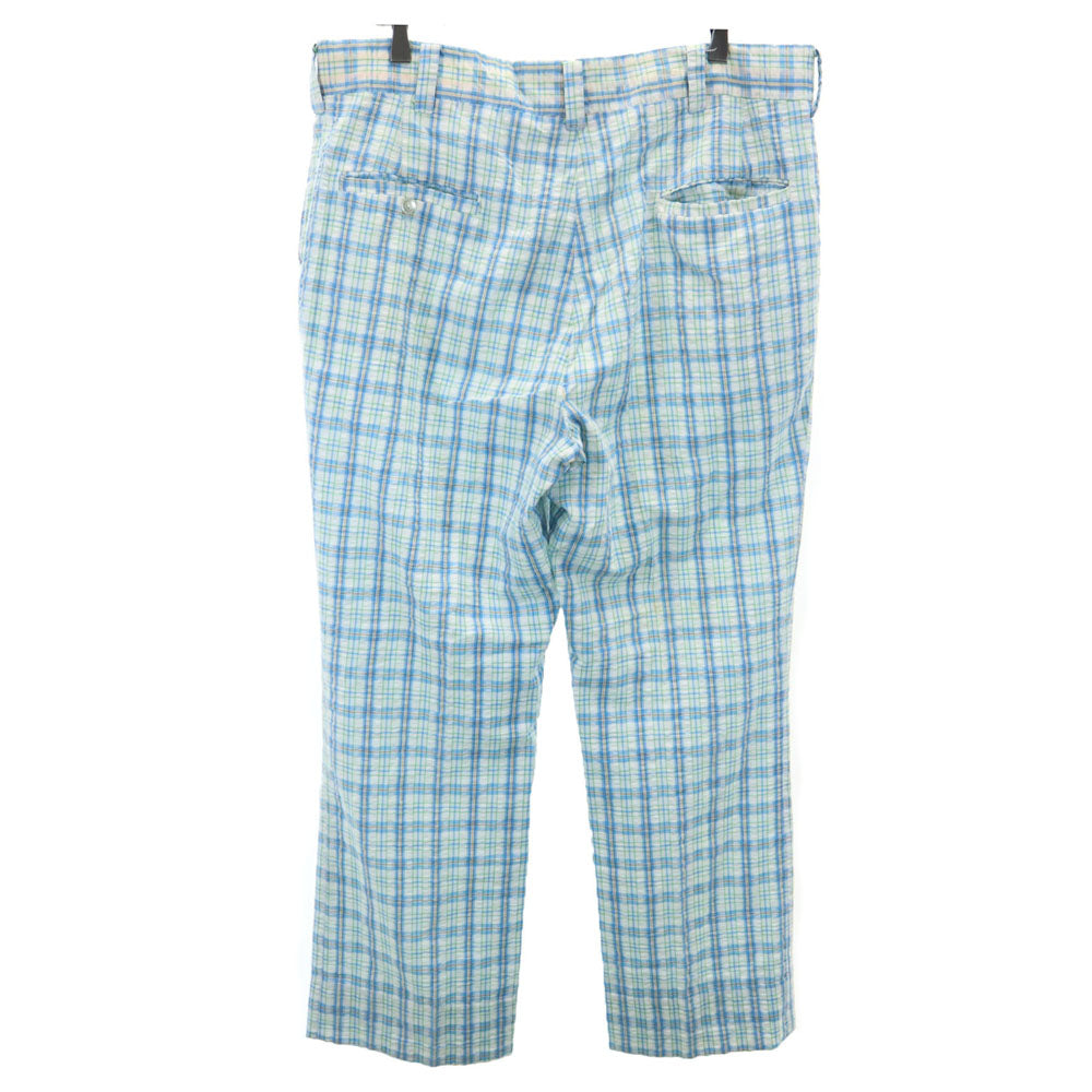 THOMSON トムソン 70s 80s ヴィンテージ ロケットタロン チェック柄 ロングパンツ ブルー系 シアサッカー メンズ