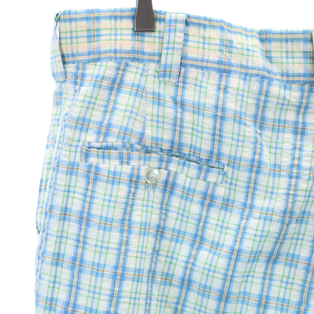 THOMSON トムソン 70s 80s ヴィンテージ ロケットタロン チェック柄 ロングパンツ ブルー系 シアサッカー メンズ