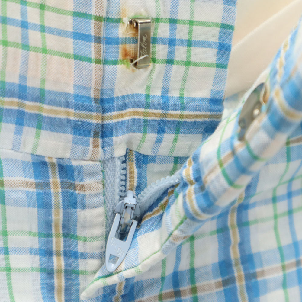 THOMSON トムソン 70s 80s ヴィンテージ ロケットタロン チェック柄 ロングパンツ ブルー系 シアサッカー メンズ