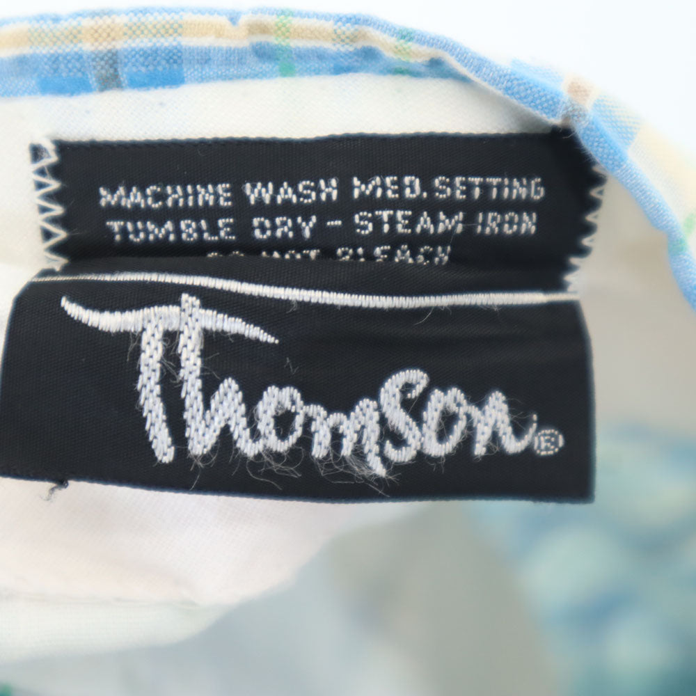 THOMSON トムソン 70s 80s ヴィンテージ ロケットタロン チェック柄 ロングパンツ ブルー系 シアサッカー メンズ