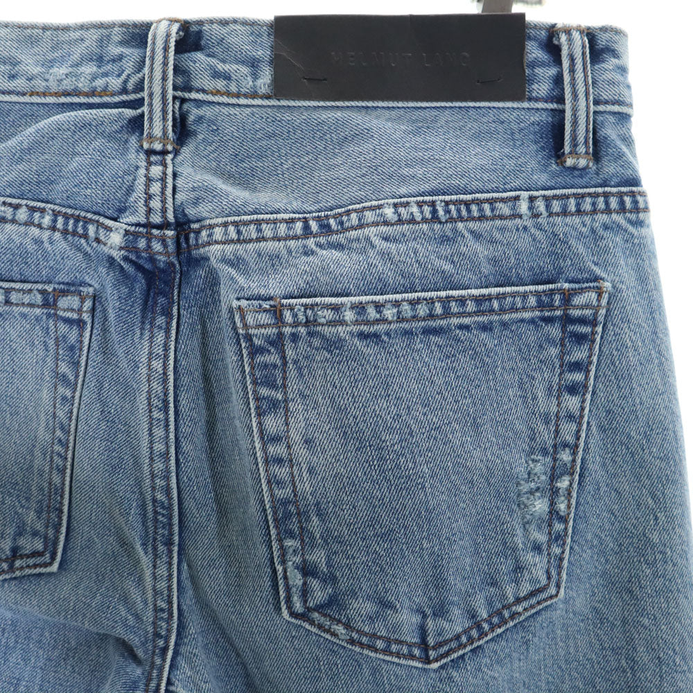 未使用 HELMUT LANG ヘルムートラング USA製 ボーイフレンド デニムパンツ W26 ライトブルー ジーンズ クラッシュ ヴィンテージ加工 レディース