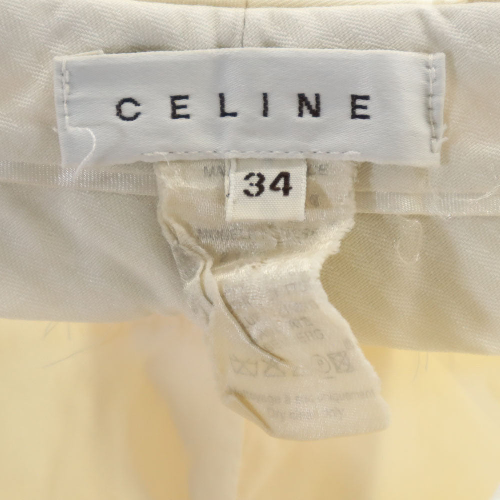 CELINE セリーヌ フランス製 ウールブレンド ブーツカットパンツ 34 ベージュ系 レディース
