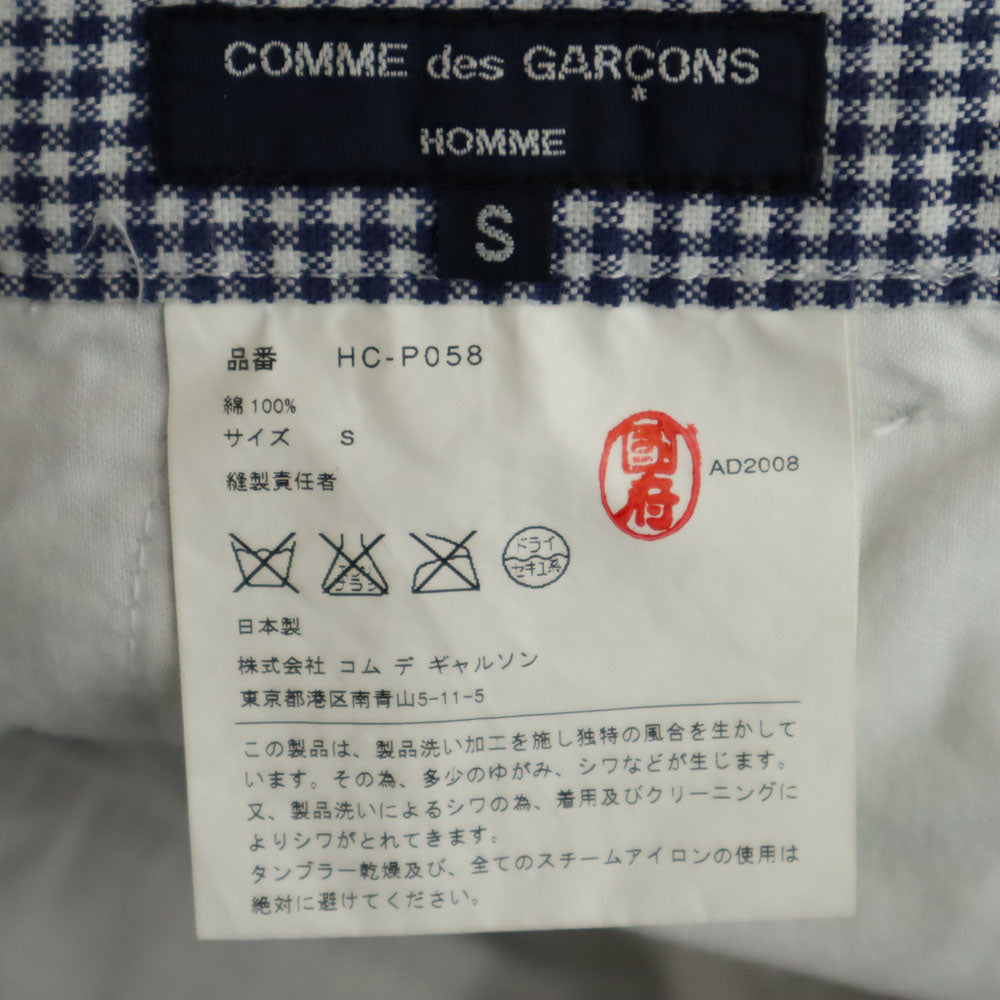 COMME des GARCONS HOMME コムデギャルソンオム 00s 2008年 ギンガムチェック ロングパンツ S ネイビー メンズ