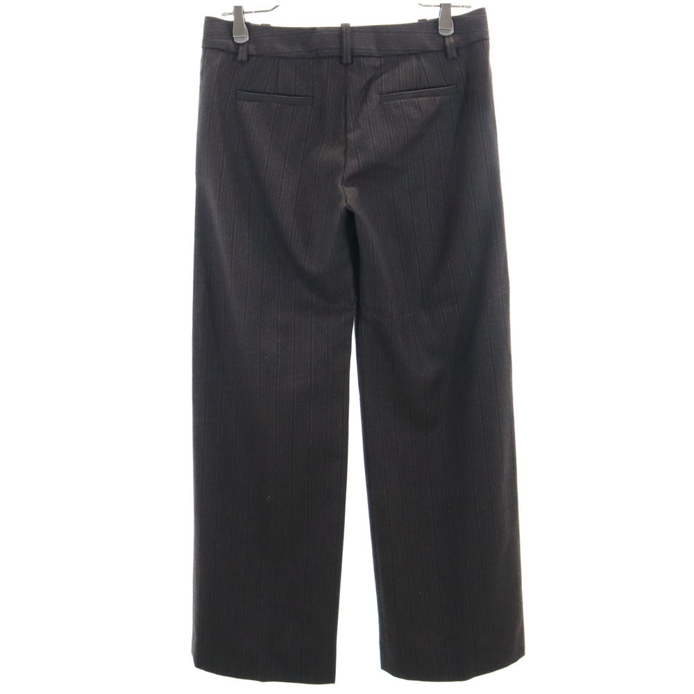 クロエ フランス製 ウール ストライプ柄 スラックスパンツ T36 ブラウン Chloe レディース