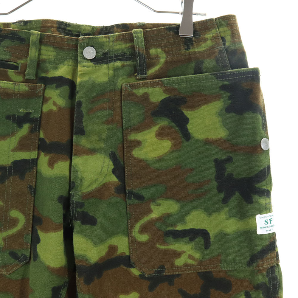 SASAFRAS ササフラス 日本製 カモフラ柄 ミリタリーパンツ M グリーン系 迷彩 メンズ