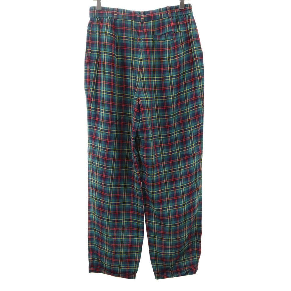 Christian Dior クリスチャンディオール 90s オールド チェック柄 ロングパンツ LL グリーン ボタンフライ レディース
