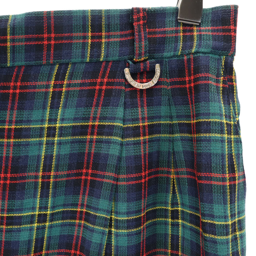 Christian Dior クリスチャンディオール 90s オールド チェック柄 ロングパンツ LL グリーン ボタンフライ レディース