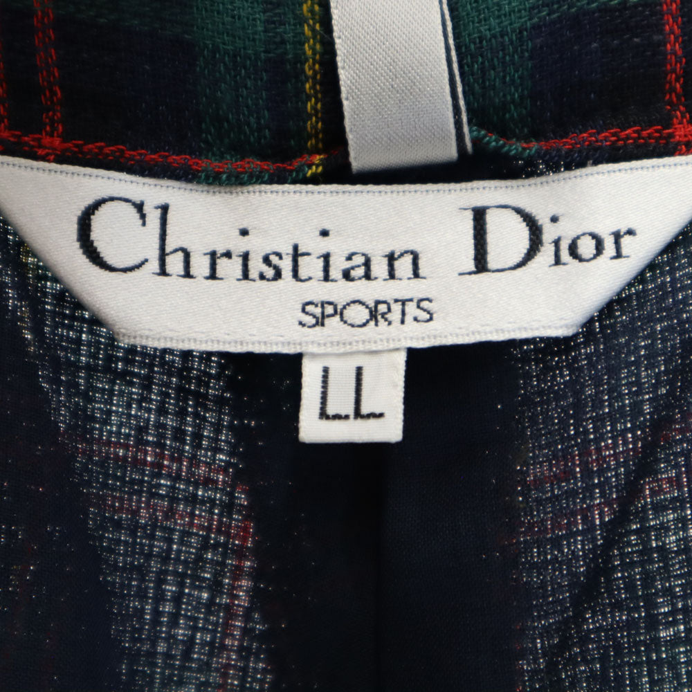 Christian Dior クリスチャンディオール 90s オールド チェック柄 ロングパンツ LL グリーン ボタンフライ レディース