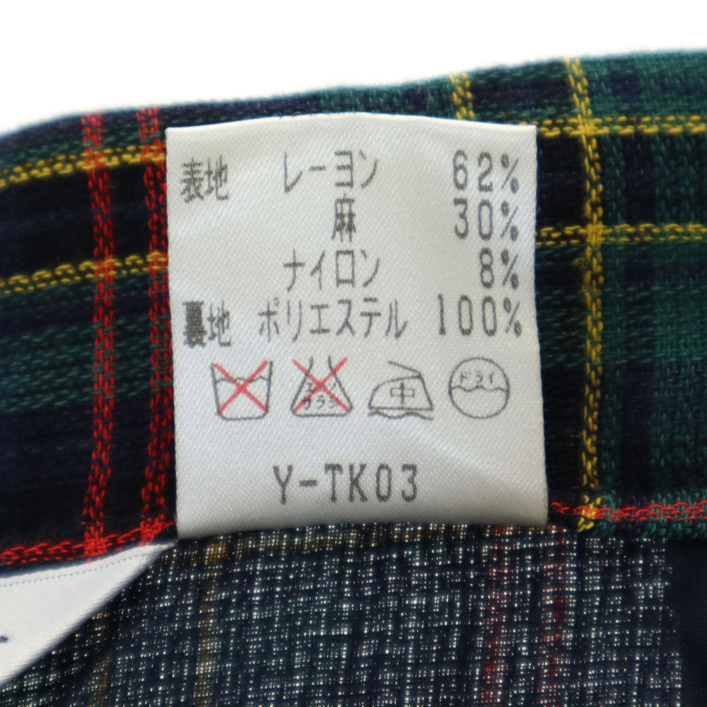 Christian Dior クリスチャンディオール 90s オールド チェック柄 ロングパンツ LL グリーン ボタンフライ レディース