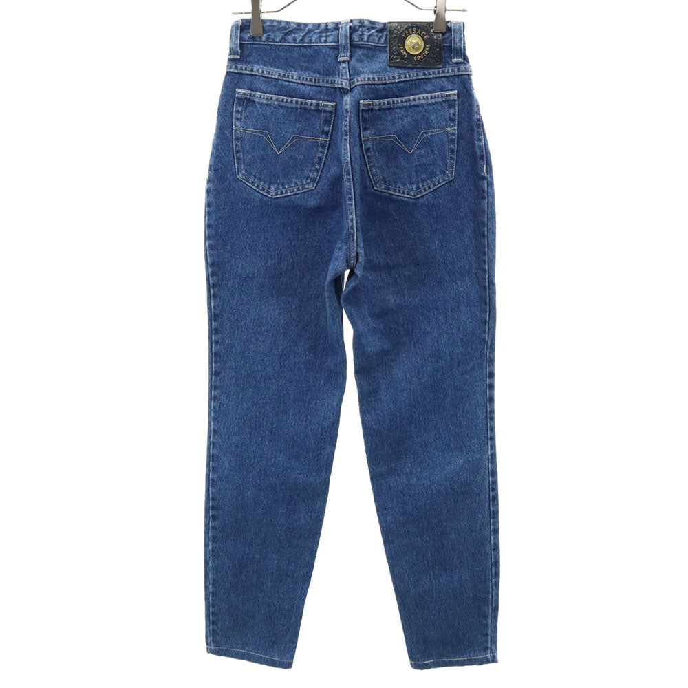 ヴェルサーチジーンズクチュール イタリア製 テーパードデニムパンツ W28 ネイビー レディース