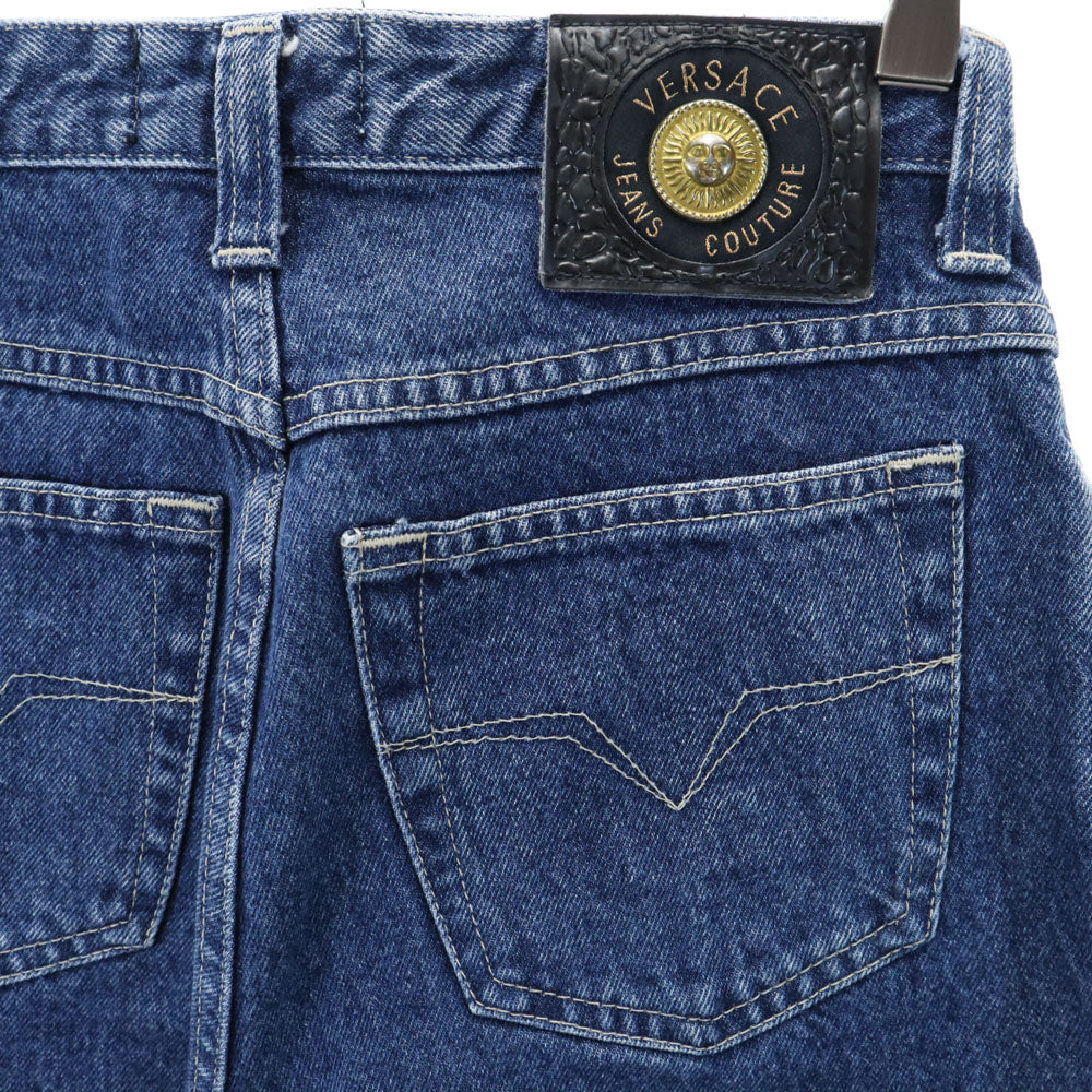 ヴェルサーチジーンズクチュール イタリア製 テーパードデニムパンツ W28 ネイビー レディース