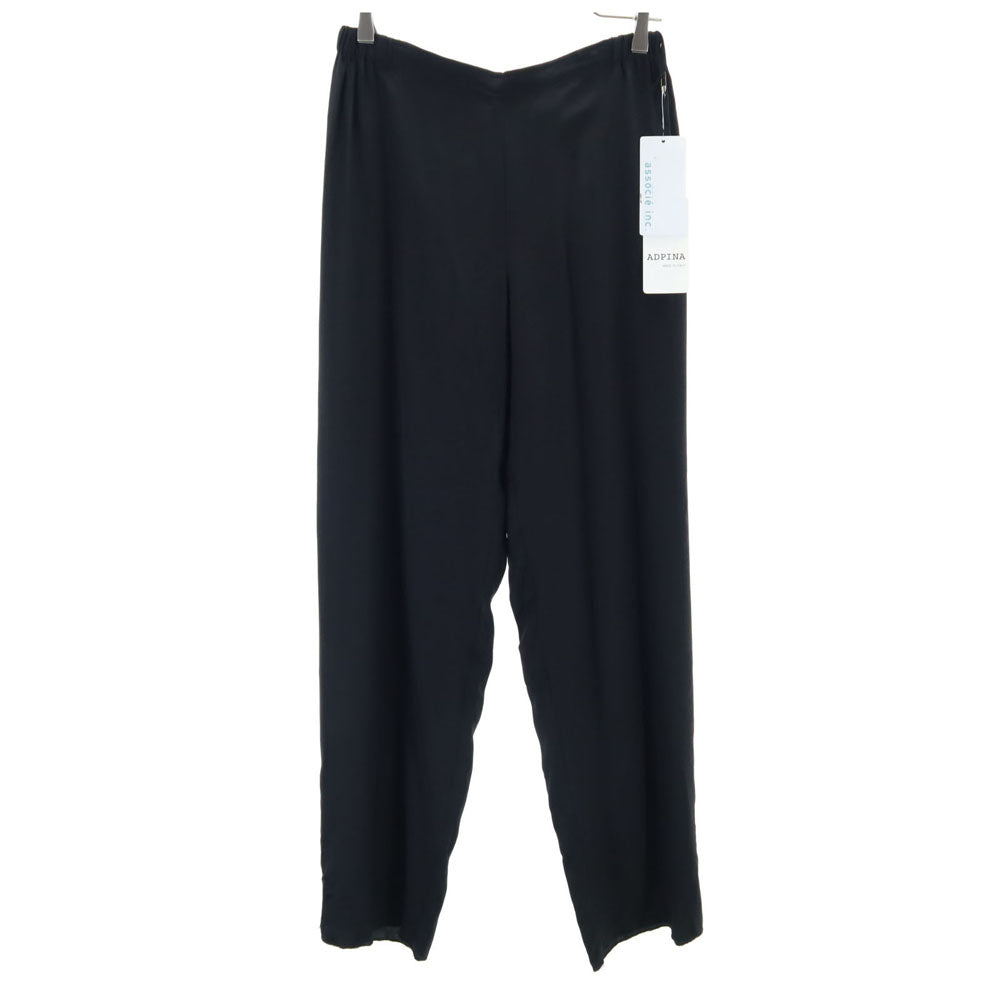 ADPINA 未使用 イタリア製 シルク ロングパンツ 46 ブラック タグ付き ウエストゴム レディース