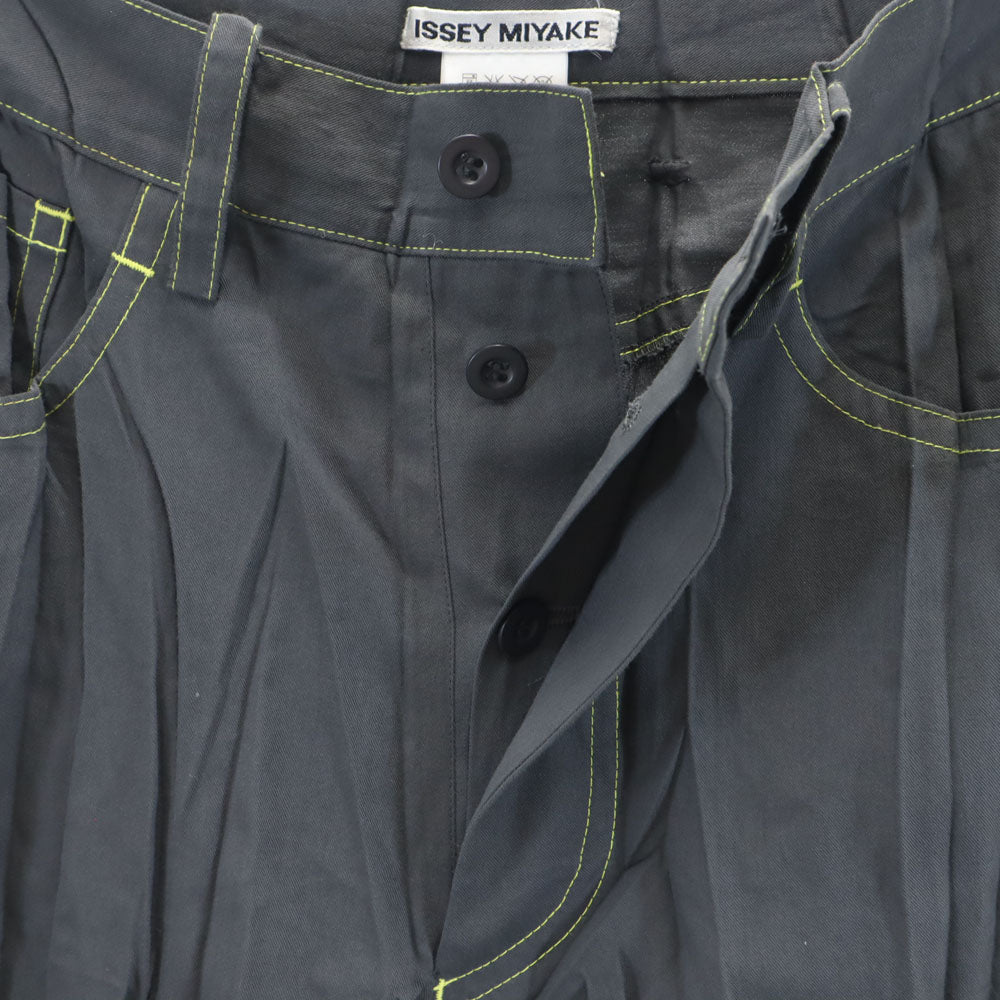 ISSEY MIYAKE イッセイミヤケ 日本製 プリーツ加工 ロングパンツ S チャコールグレー メンズ