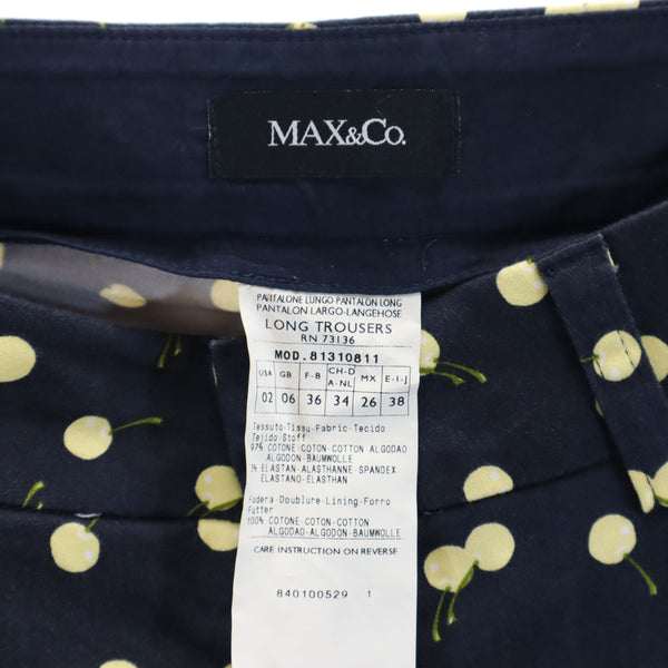 マックスアンドコー チェリー柄 スキニーパンツ 38 ネイビー MAX&CO 