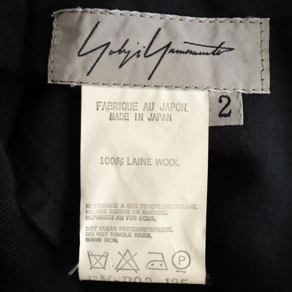 Yohji Yamamoto ヨウジヤマモト 日本製 ウール スラックスパンツ 2 黒 レディース