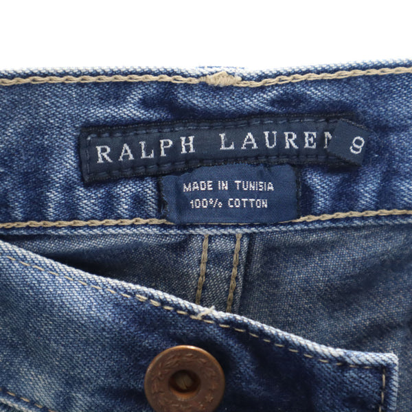 ラルフローレン リペア加工 アンクル丈 デニムパンツ 9 ウォッシュブルー RALPH LAUREN ジーンズ レディース