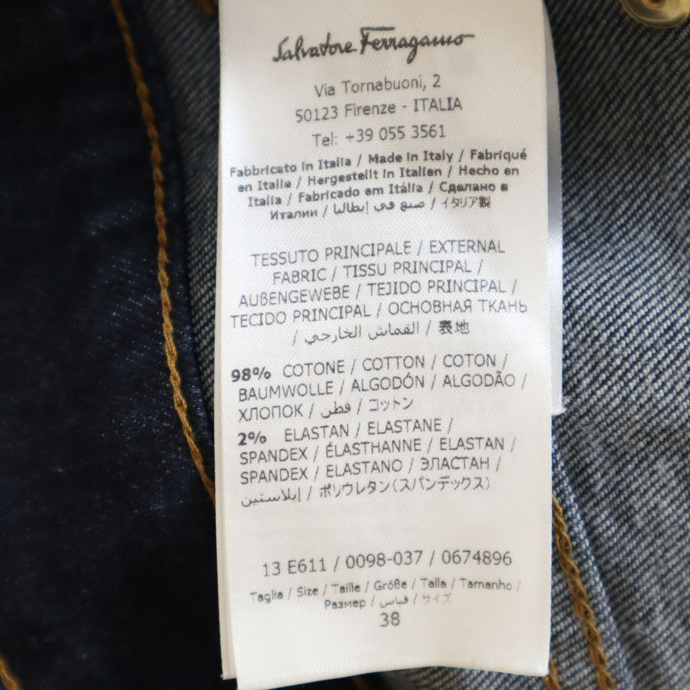 サルヴァトーレフェラガモ ストレートデニムパンツ 38 ネイビー Salvatore Ferragamo ジーパン レディース