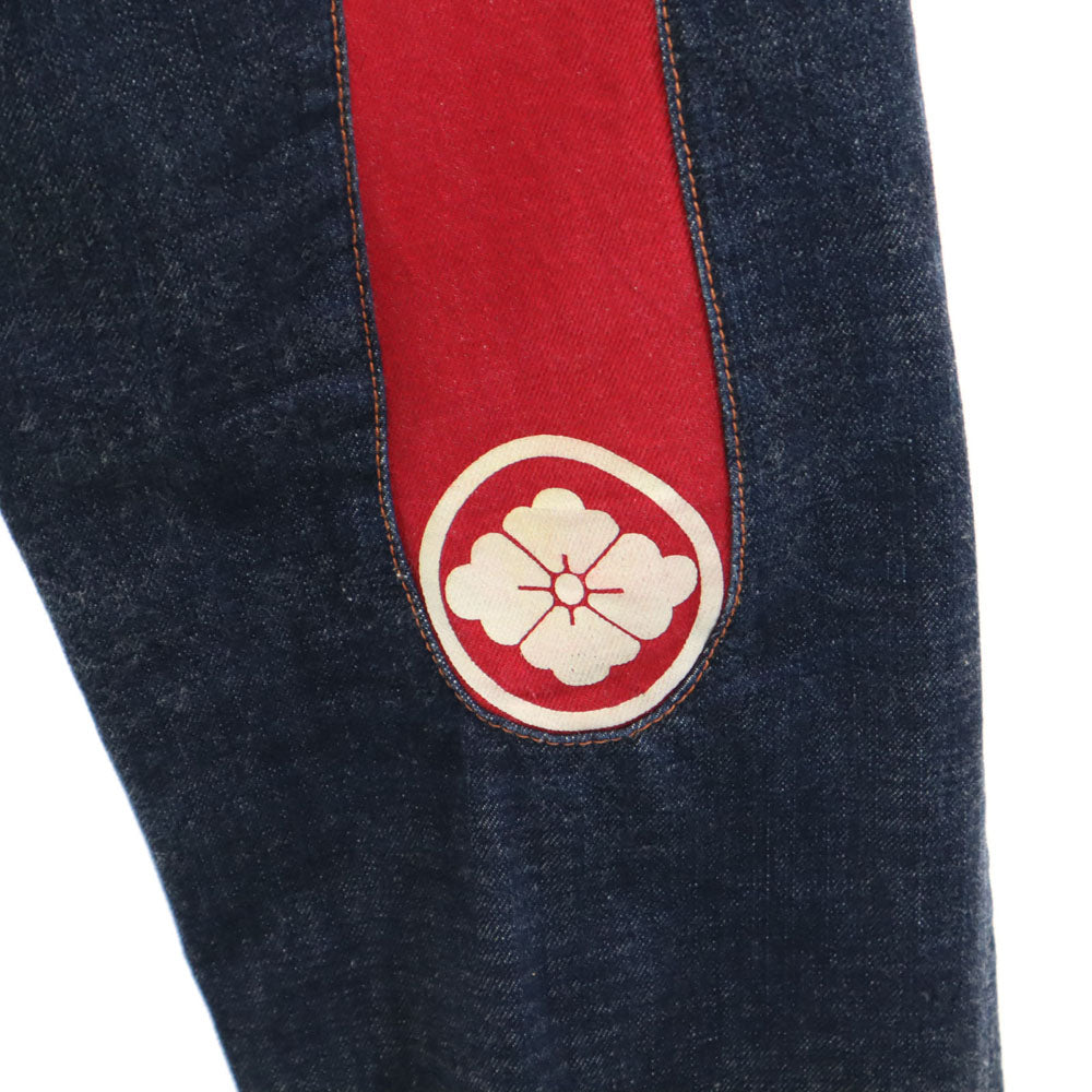 EVISU エヴィス 1460 切抜き大黒 家紋ペイント カモメ 赤耳 デニムパンツ W30 インディゴ PARIS ジーンズ セルビッチ Vステッチ 隠しリベット オフセットベルトループ メンズ