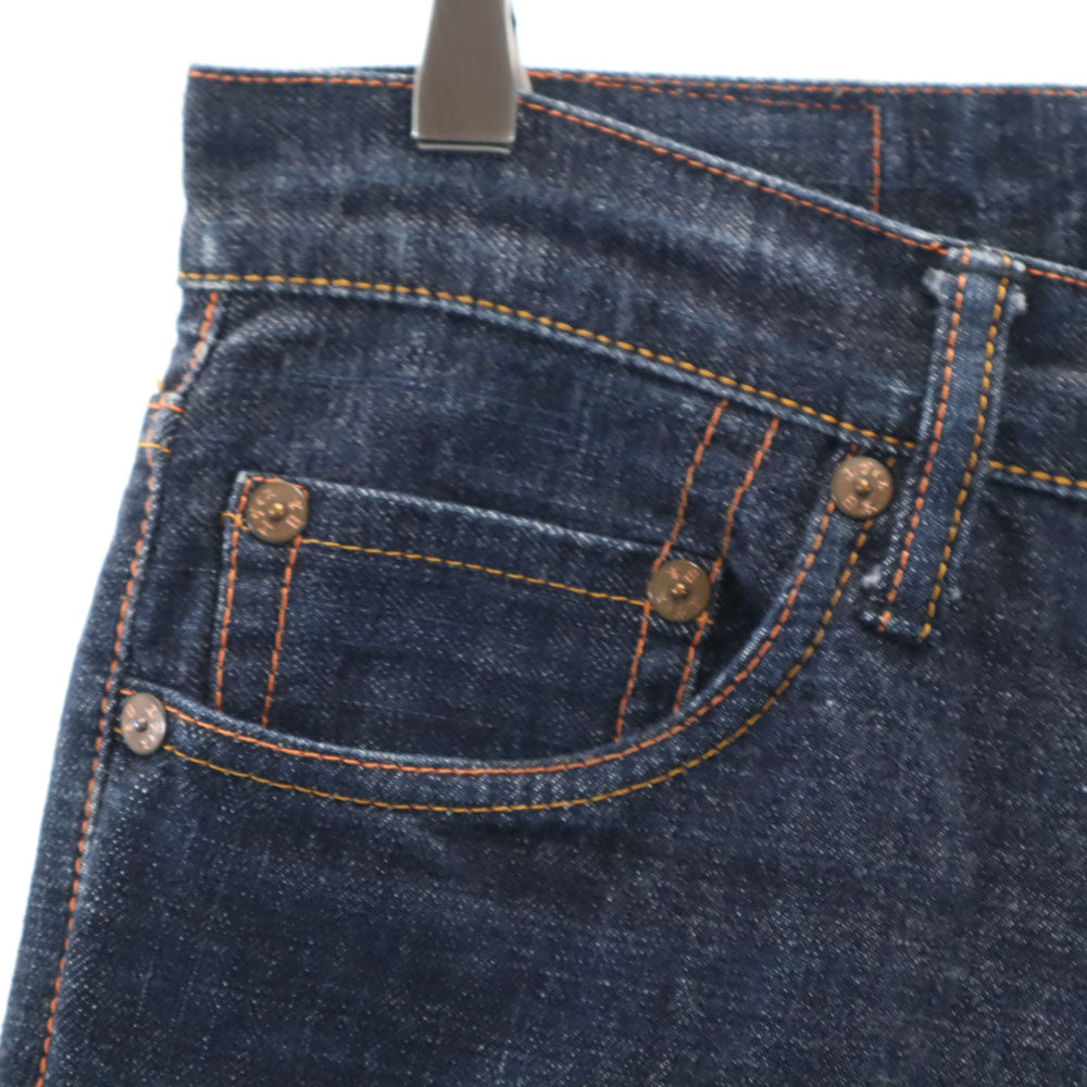 EVISU エヴィス 1460 切抜き大黒 家紋ペイント カモメ 赤耳 デニムパンツ W30 インディゴ PARIS ジーンズ セルビッチ Vステッチ 隠しリベット オフセットベルトループ メンズ