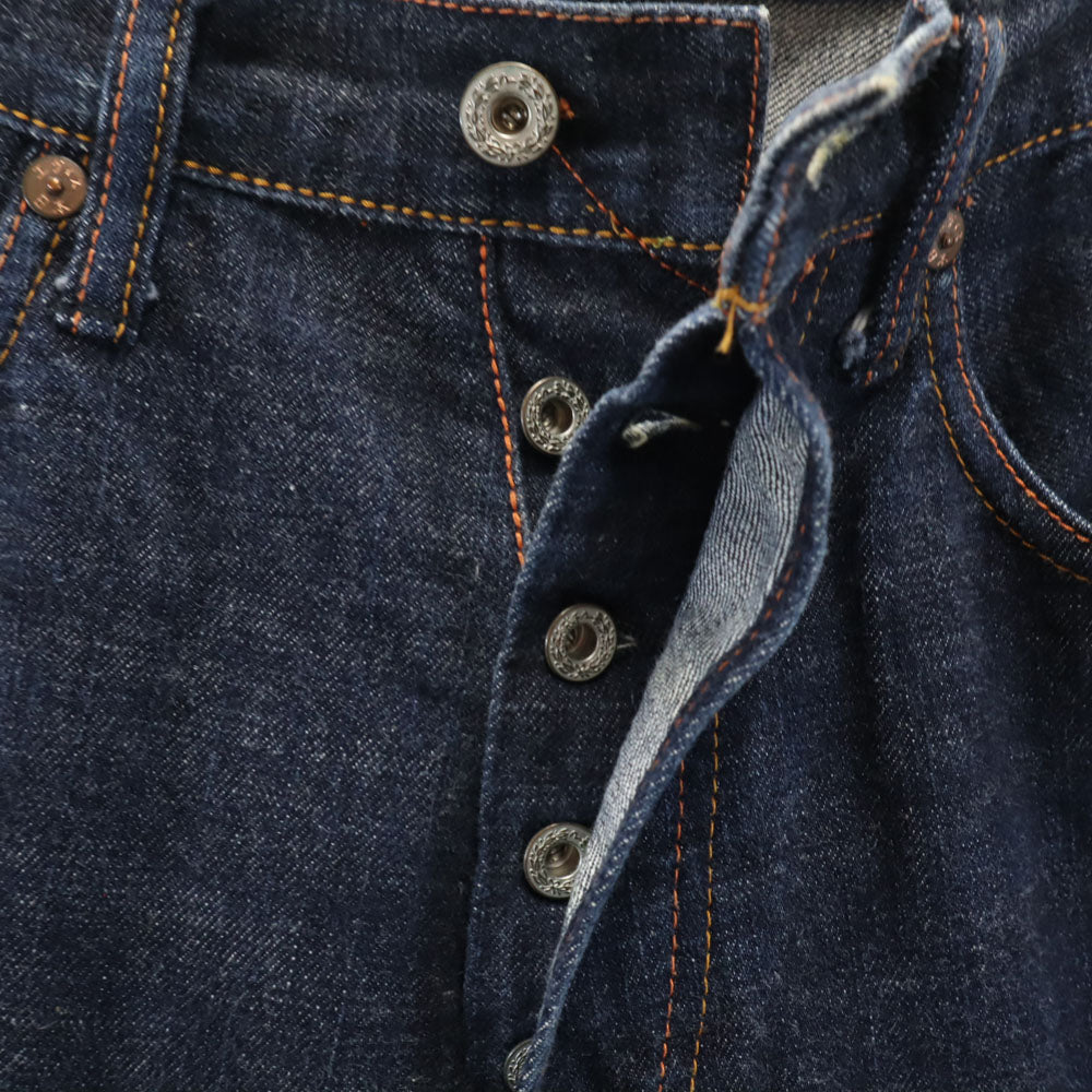 EVISU エヴィス 1460 切抜き大黒 家紋ペイント カモメ 赤耳 デニムパンツ W30 インディゴ PARIS ジーンズ セルビッチ Vステッチ 隠しリベット オフセットベルトループ メンズ