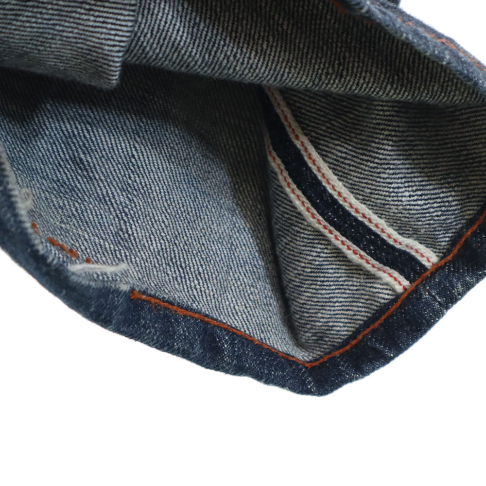 EVISU エヴィス 1460 切抜き大黒 家紋ペイント カモメ 赤耳 デニムパンツ W30 インディゴ PARIS ジーンズ セルビッチ Vステッチ 隠しリベット オフセットベルトループ メンズ