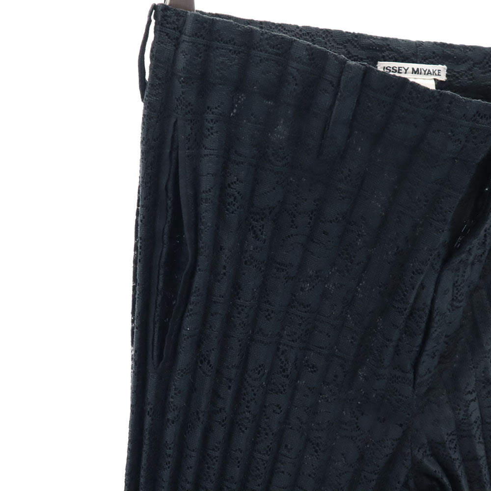 ISSEY MIYAKE イッセイミヤケ 日本製 レース パンツ 2 ブラック レディース