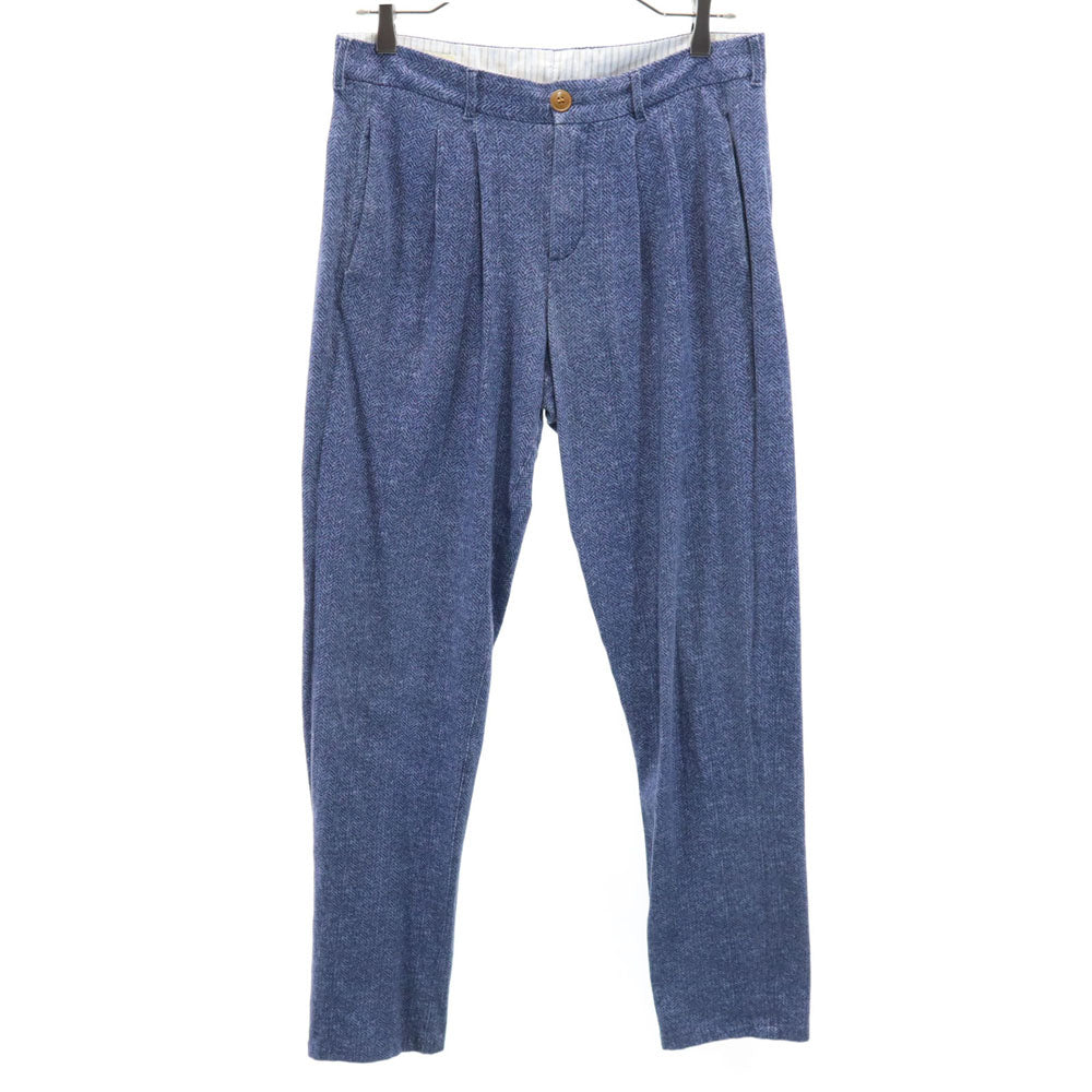 チルコロ ヘリンボーン柄 ジャージー パンツ 44 ネイビー系 ストレッチ メンズ