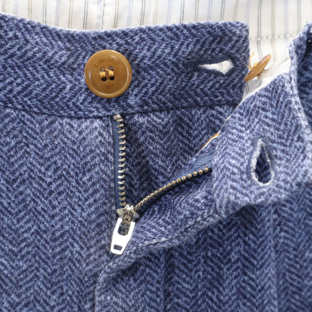 チルコロ ヘリンボーン柄 ジャージー パンツ 44 ネイビー系 ストレッチ メンズ