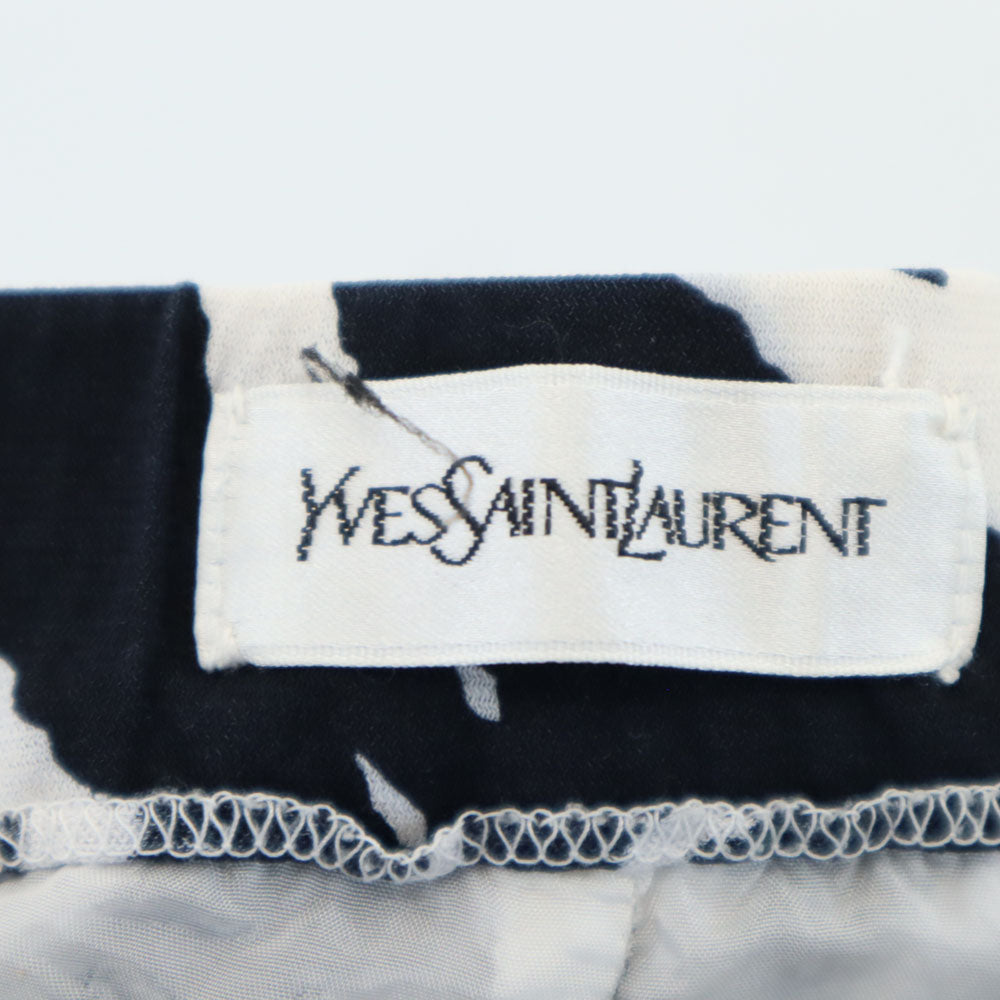 YVES SAINT LAURENT イヴサンローラン ゼブラ柄 アンクル丈 ワイドパンツ 9号 ブラック 他 レディース