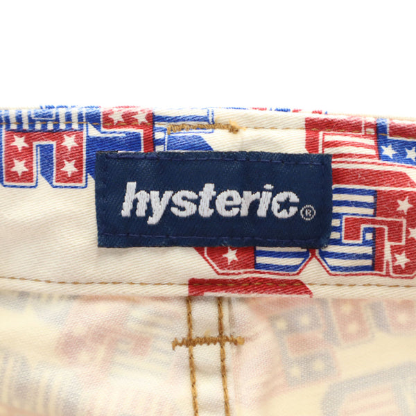 ヒステリック 日本製 総柄 ブーツカットパンツ Ｍ 白系 HYSTERIC ボタンフライ メンズ