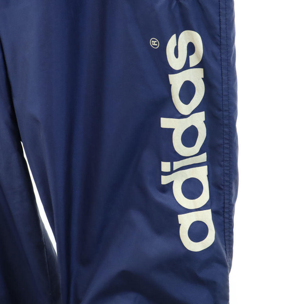 adidas アディダス 80s 日本製 デサント製 ヴィンテージ トレフォイルロゴ ナイロンパンツ XO ネイビー ビックサイズ ウエストゴム メンズ