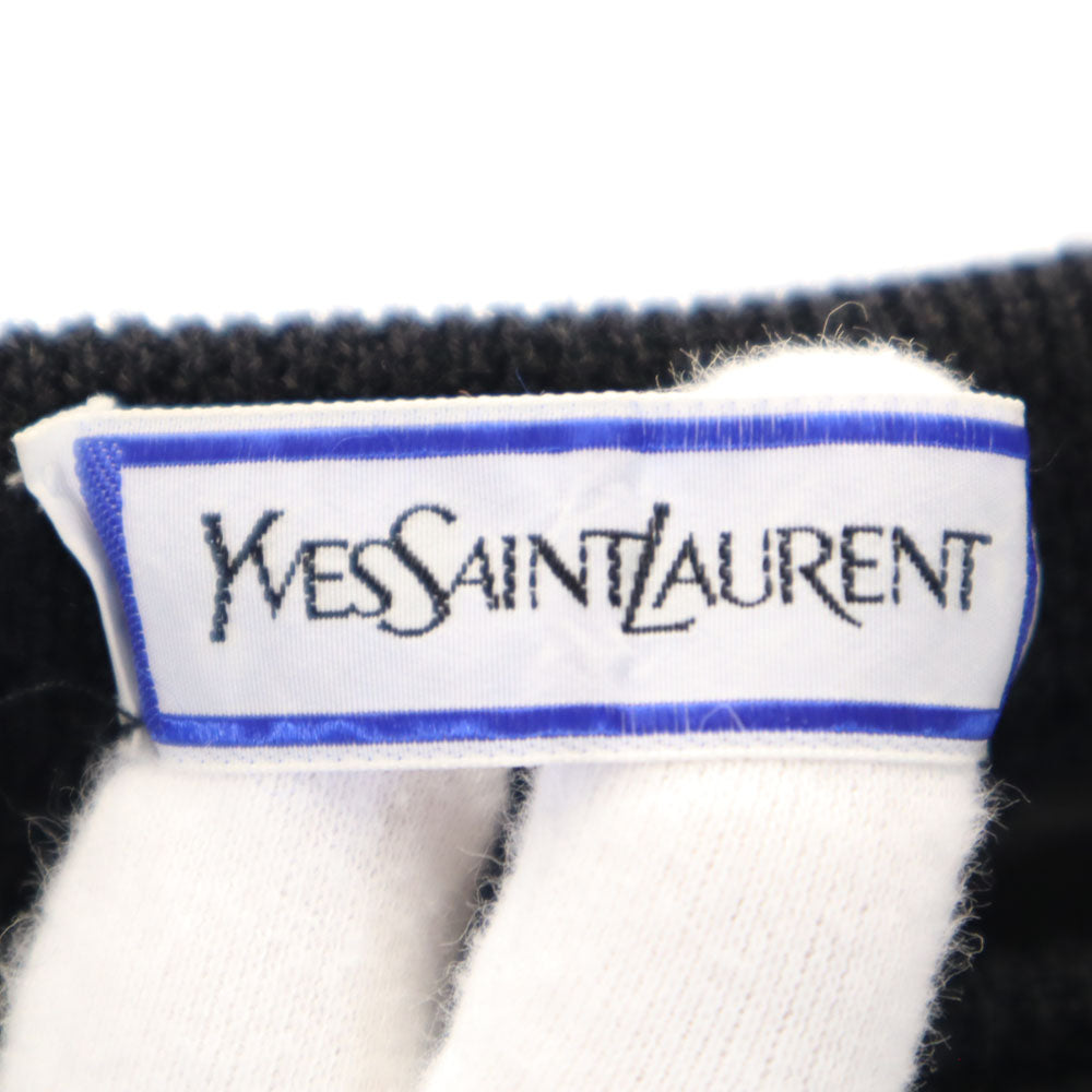 YVES SAINT LAURENT イヴサンローラン 90s オールド ニット クロップドパンツ 9号 ブラック レディース