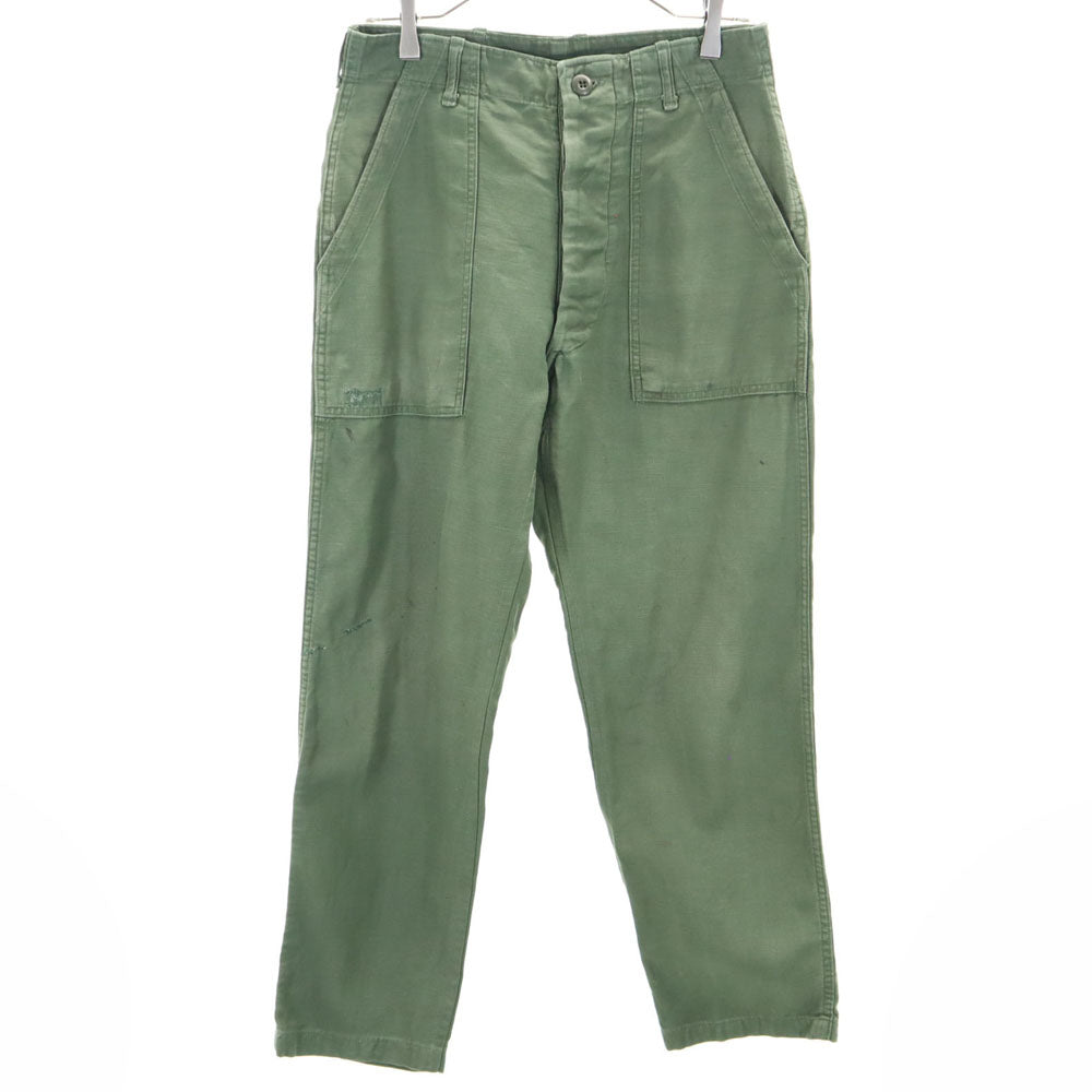 US ARMY アメリカ軍 70s DSA コットンサテン ヴィンテージ ベイカー パンツ W30 カーキ ミリタリー ボタンフライ メンズ
