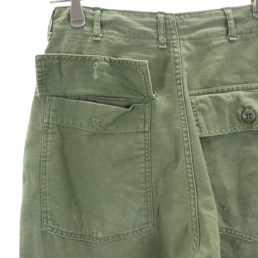 US ARMY アメリカ軍 70s DSA コットンサテン ヴィンテージ ベイカー パンツ W30 カーキ ミリタリー ボタンフライ メンズ