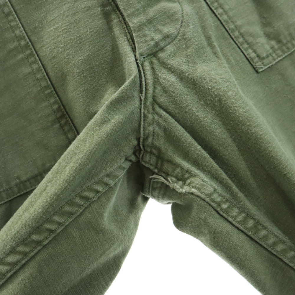 US ARMY アメリカ軍 70s DSA コットンサテン ヴィンテージ ベイカー パンツ W30 カーキ ミリタリー ボタンフライ メンズ