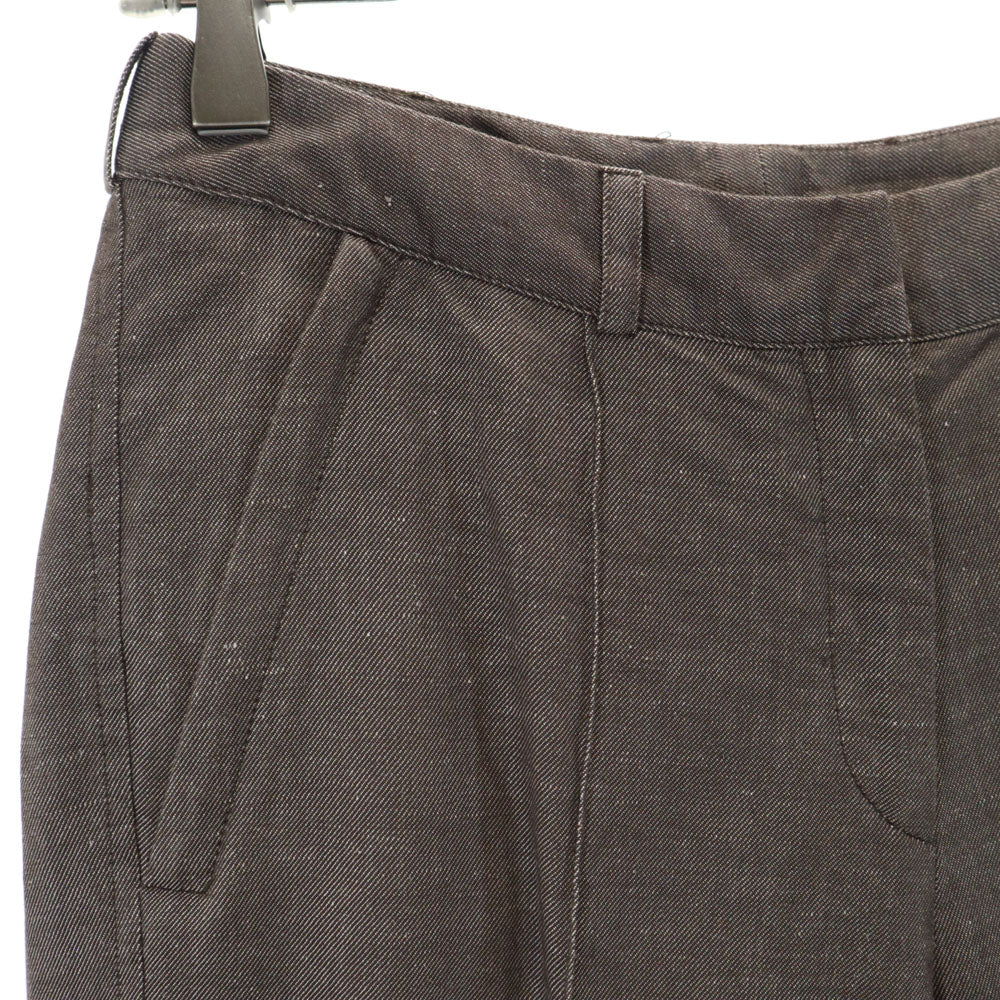 NEIL BARRETT ニールバレット イタリア製 リネンブレンド センタープレス スラックスパンツ 40 ブラウン レディース