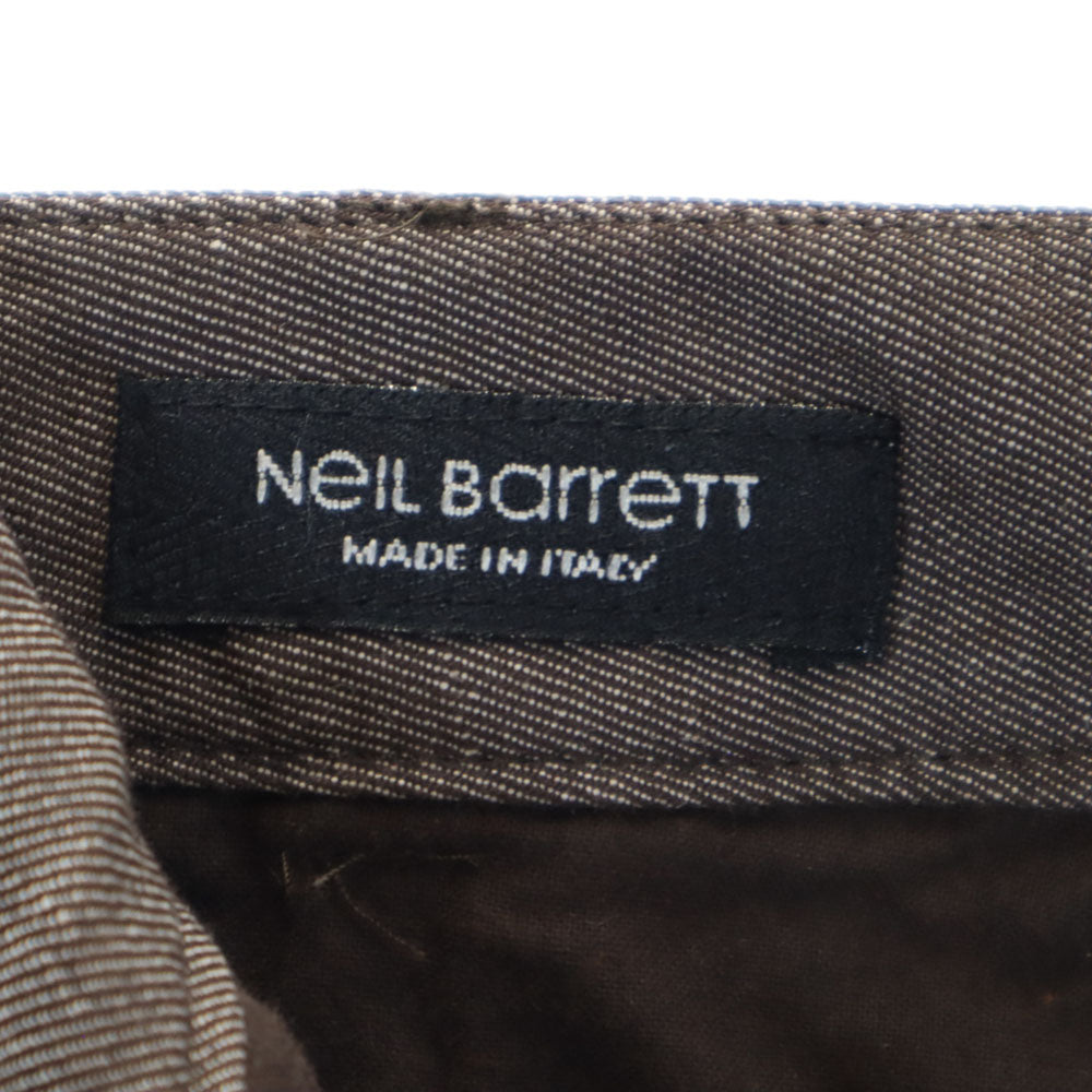 NEIL BARRETT ニールバレット イタリア製 リネンブレンド センタープレス スラックスパンツ 40 ブラウン レディース